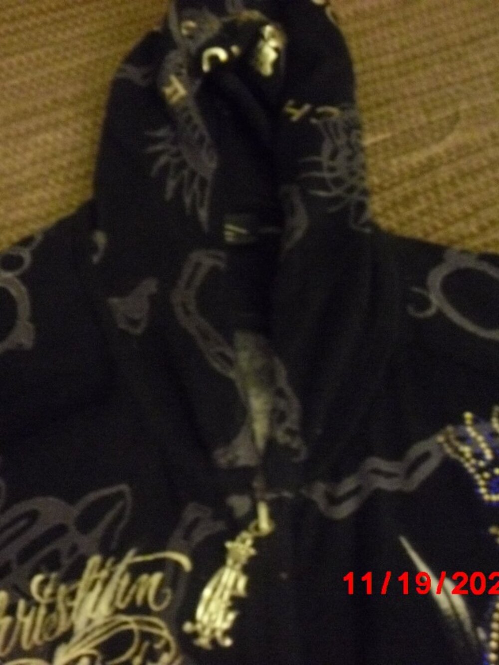 ED HARDY HOODIE,  Dramatic and Whimsical! Men's Medium, Rhinestones Everywhere!! - Picture 4 of 14